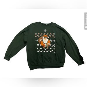 Miami Hurricanes Dyme Lyfe Santa Claus Sweatshirt SZ L Turnover Chain Christmas